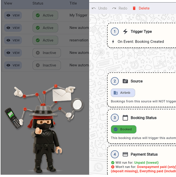 You decide everything. The “all-in-one tool” is Triggers